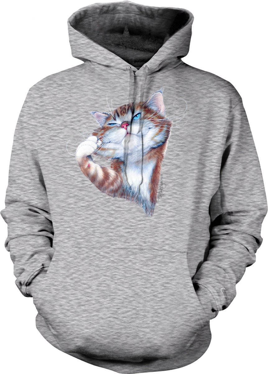 Orange Tabby Hoodie - Warm Cozy Hoodie With Pouch Pocket, Seamless Body Shirt