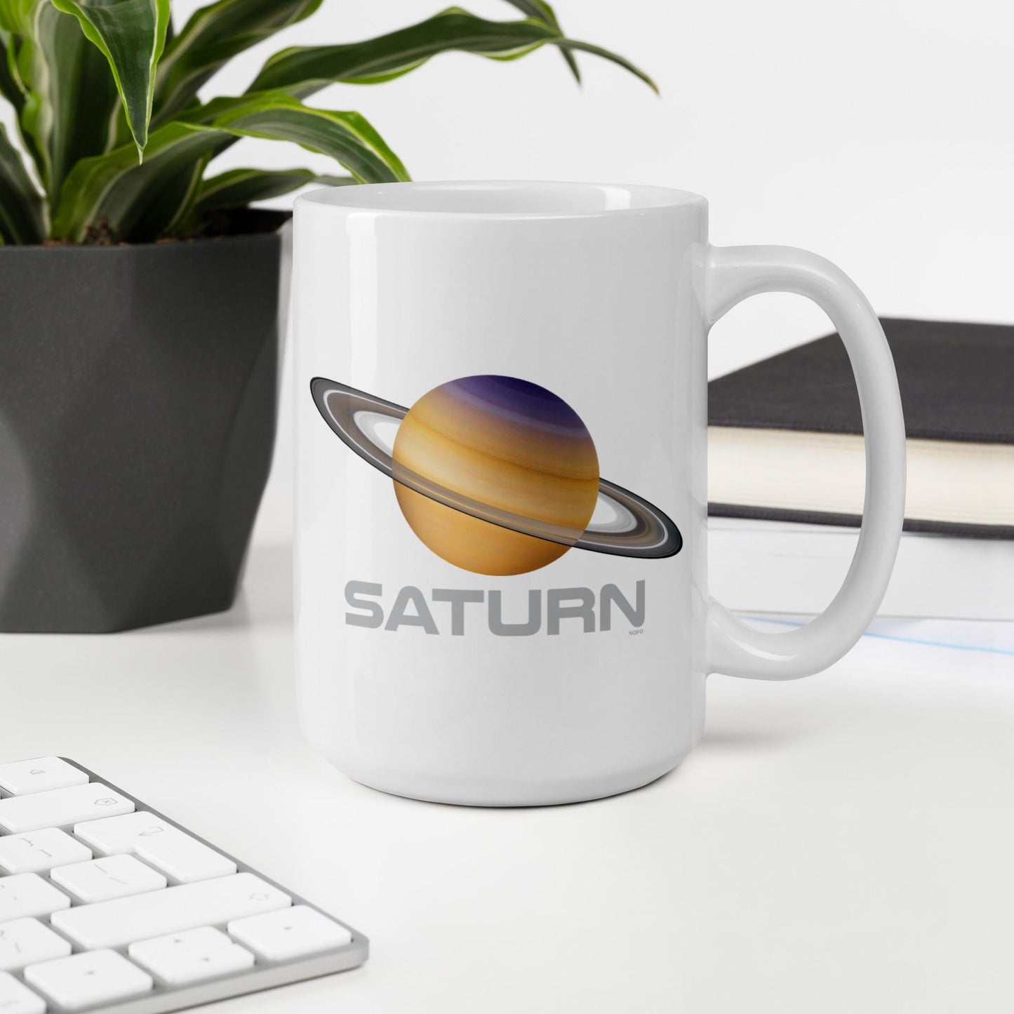 Planet Saturn White glossy mug