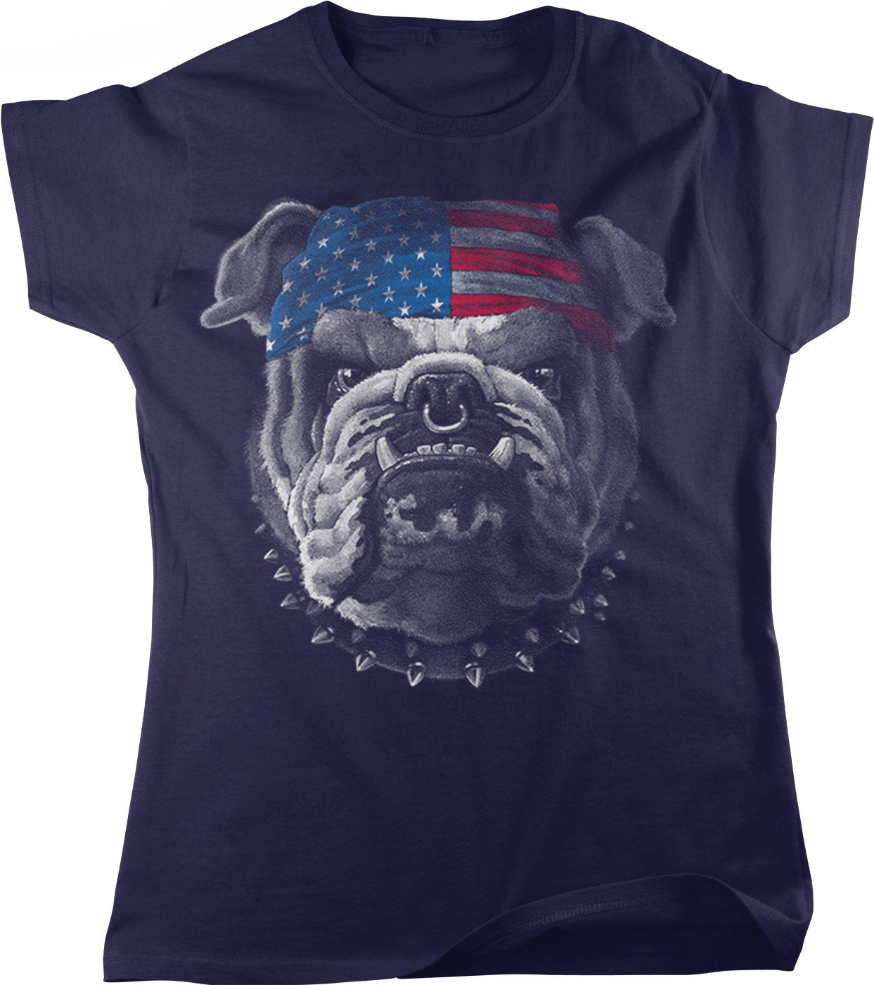 Bulldog Women's T-Shirt – American Flag Shirt | Patriotic Dog Tee, Casual Fit