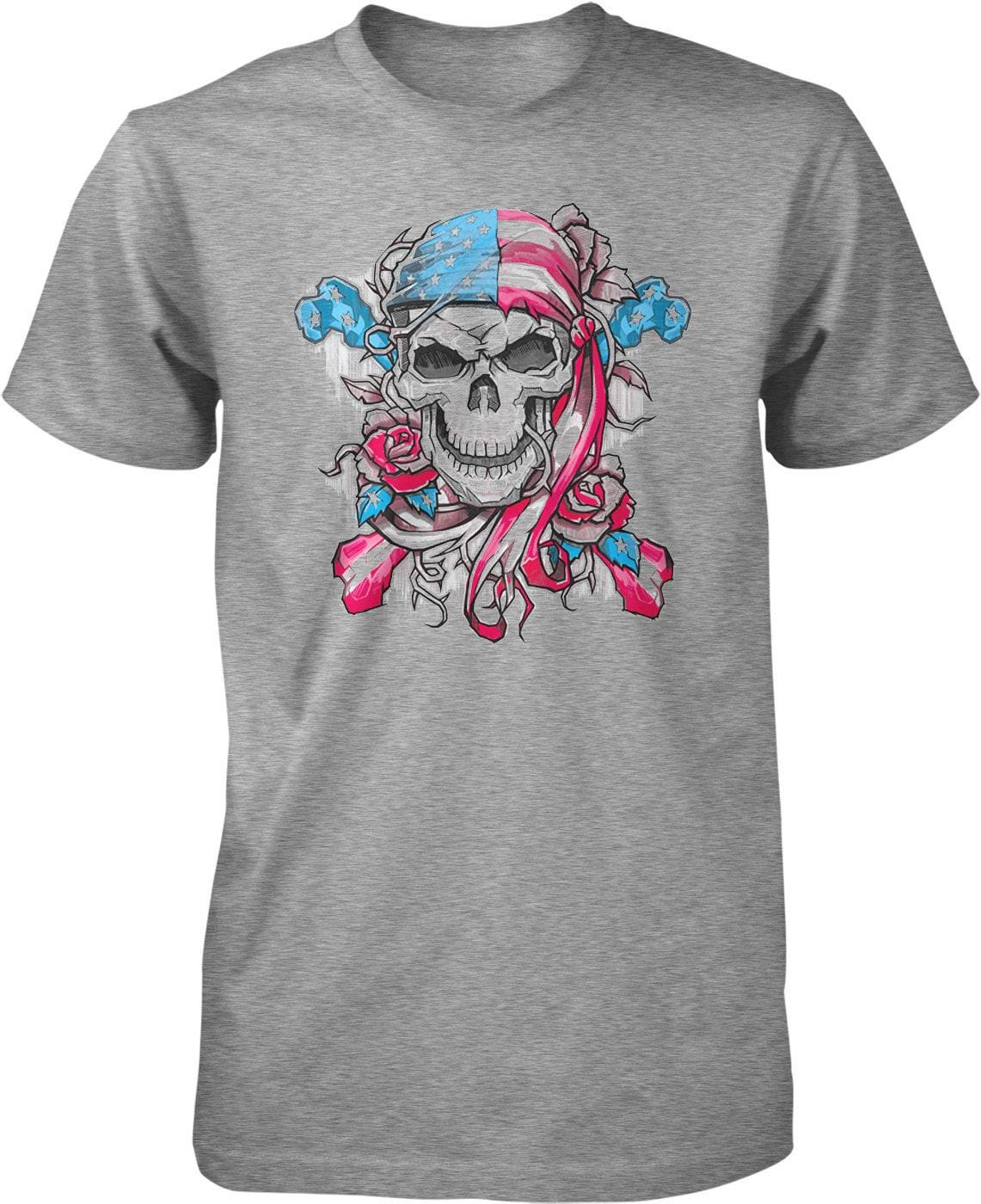 American Flag Skull Shirt – Patriotic Men's Tee with Bold Skull Crossbones Design