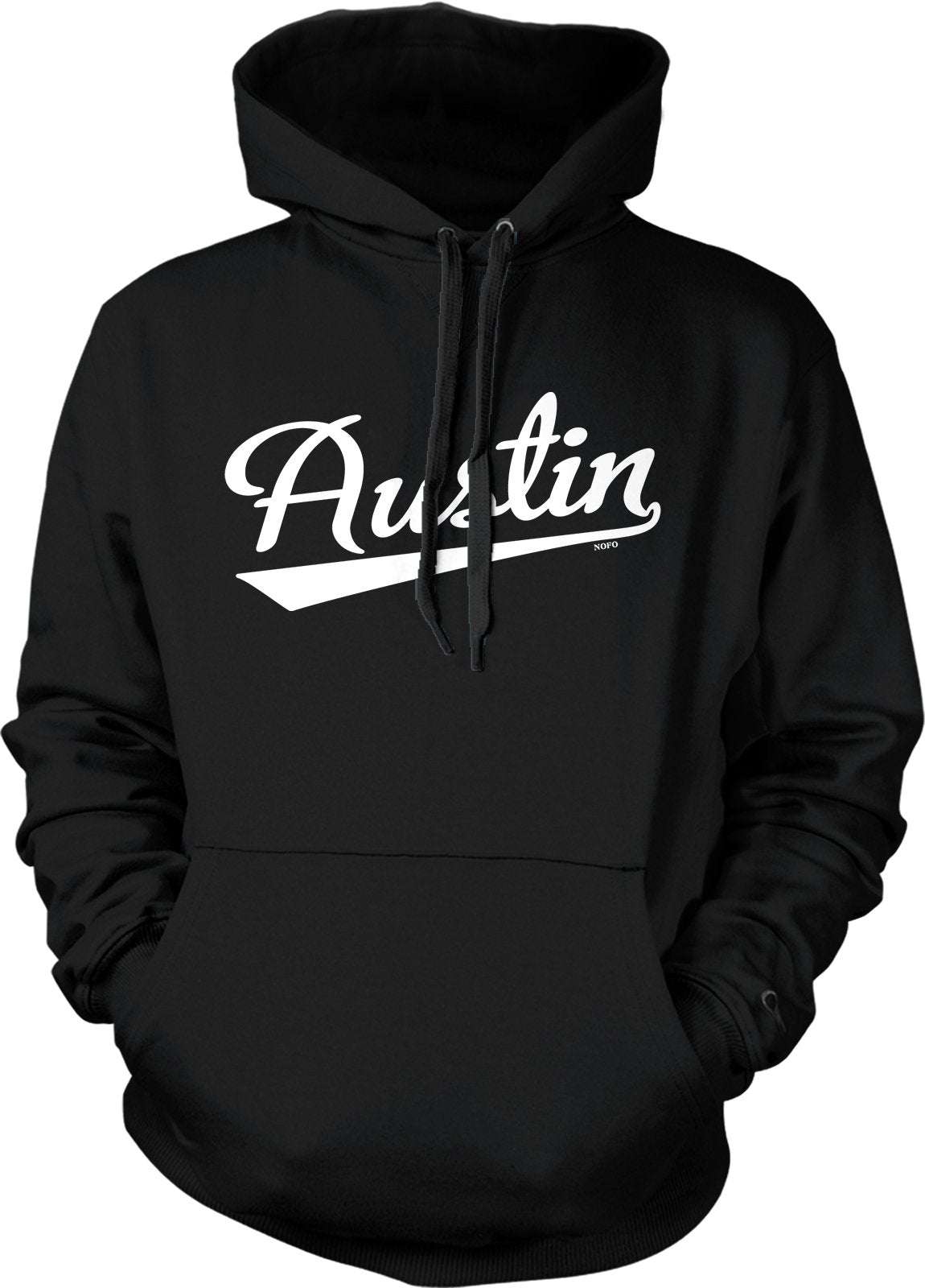 NOFO Clothing Co Austin Script Baseball Font Hooded Sweatshirt
