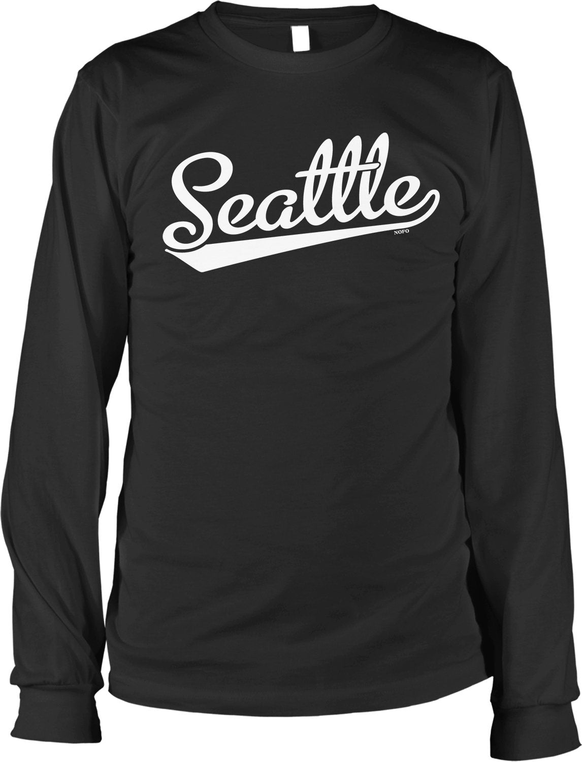 NOFO Clothing Co Seattle Script Baseball Font Men's Long Sleeve Shirt