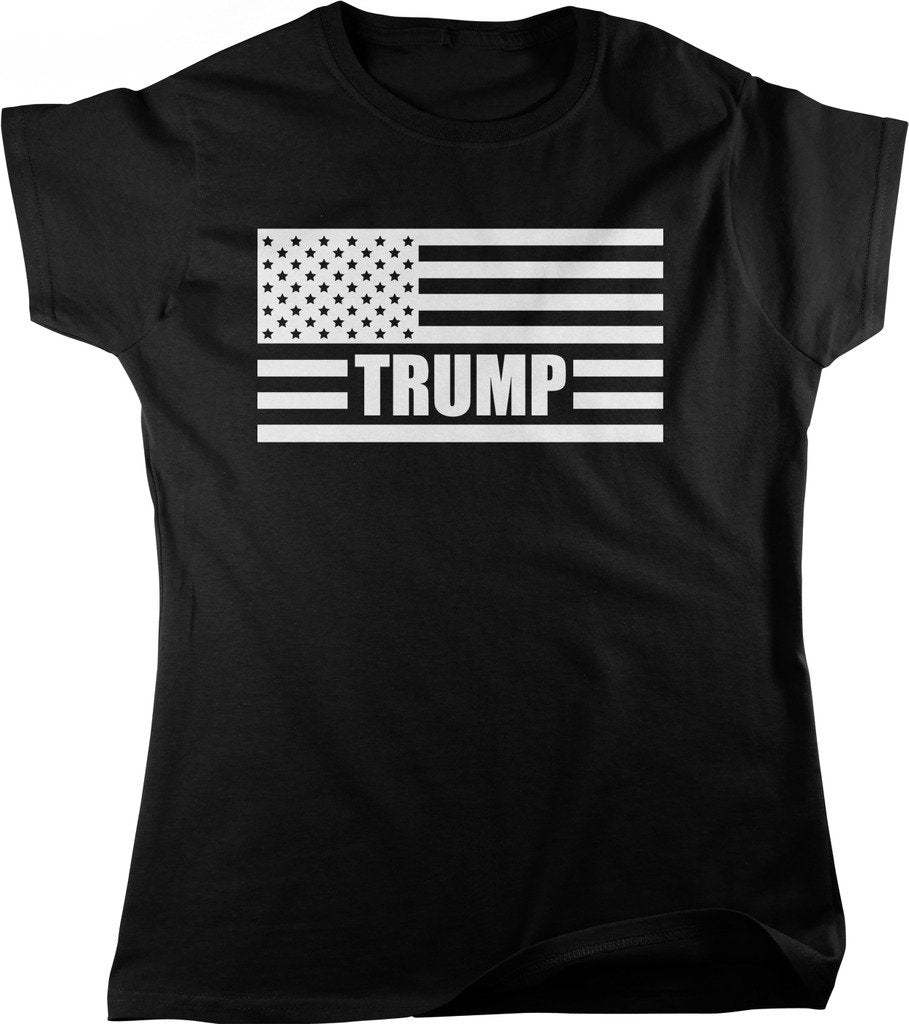 NOFO Clothing Co Trump American Flag, Trump for President of The USA Women's T-Shirt