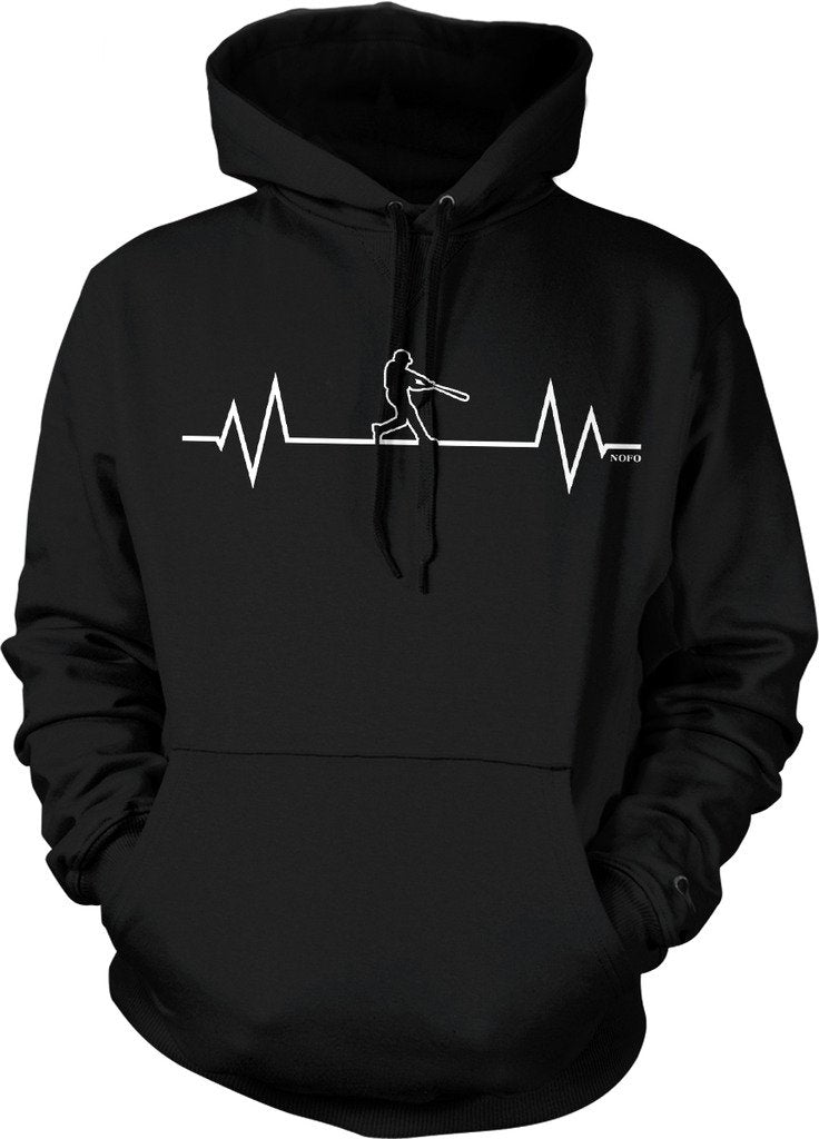 NOFO Clothing Co Baseball Heartbeat, Love Baseball Hooded Sweatshirt