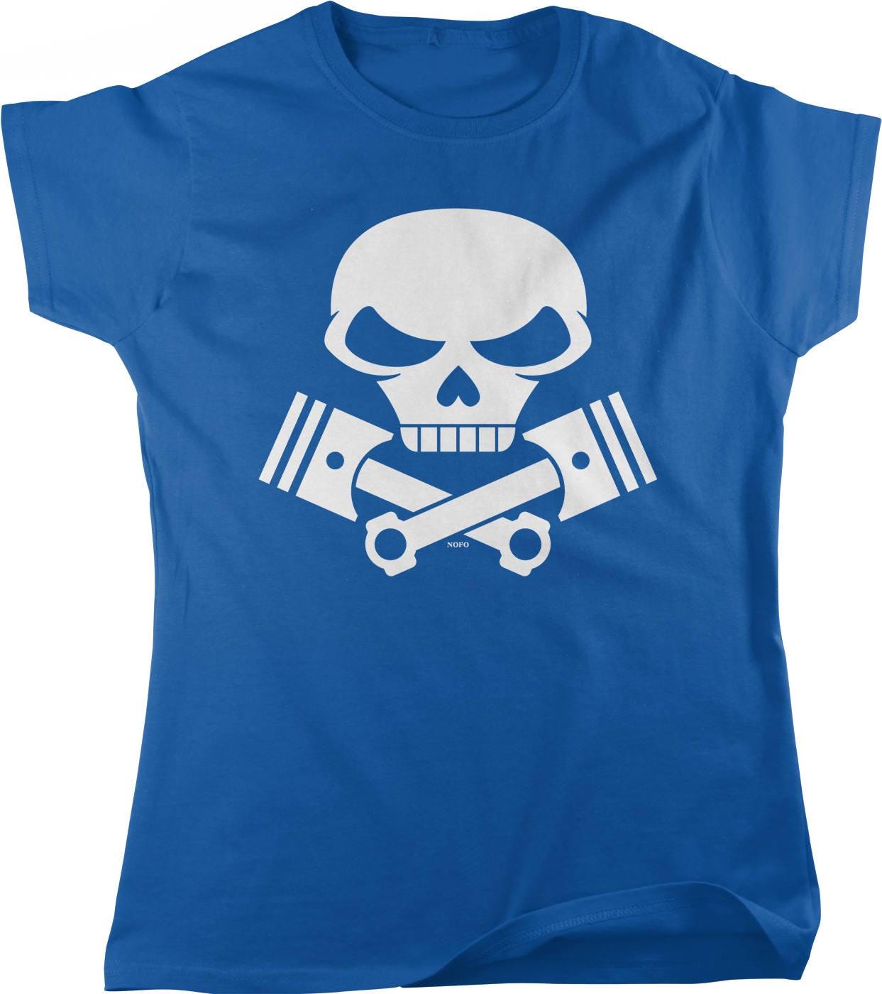 Motorcycle Engine T-Shirt – Skull and Pistons Tee | Comfortable Women's Motorcycle Shirt