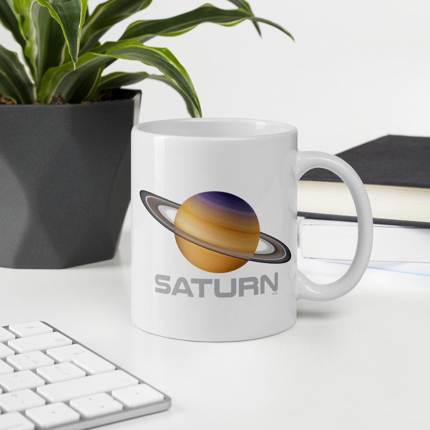 Planet Saturn White glossy mug