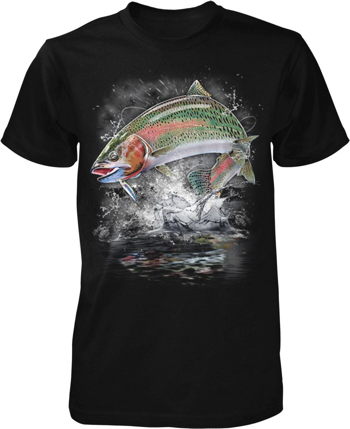 Men's Cotton Fishing Tee - Rainbow Trout Fly Fishing Shirt | Pre-Shrunk Cotton