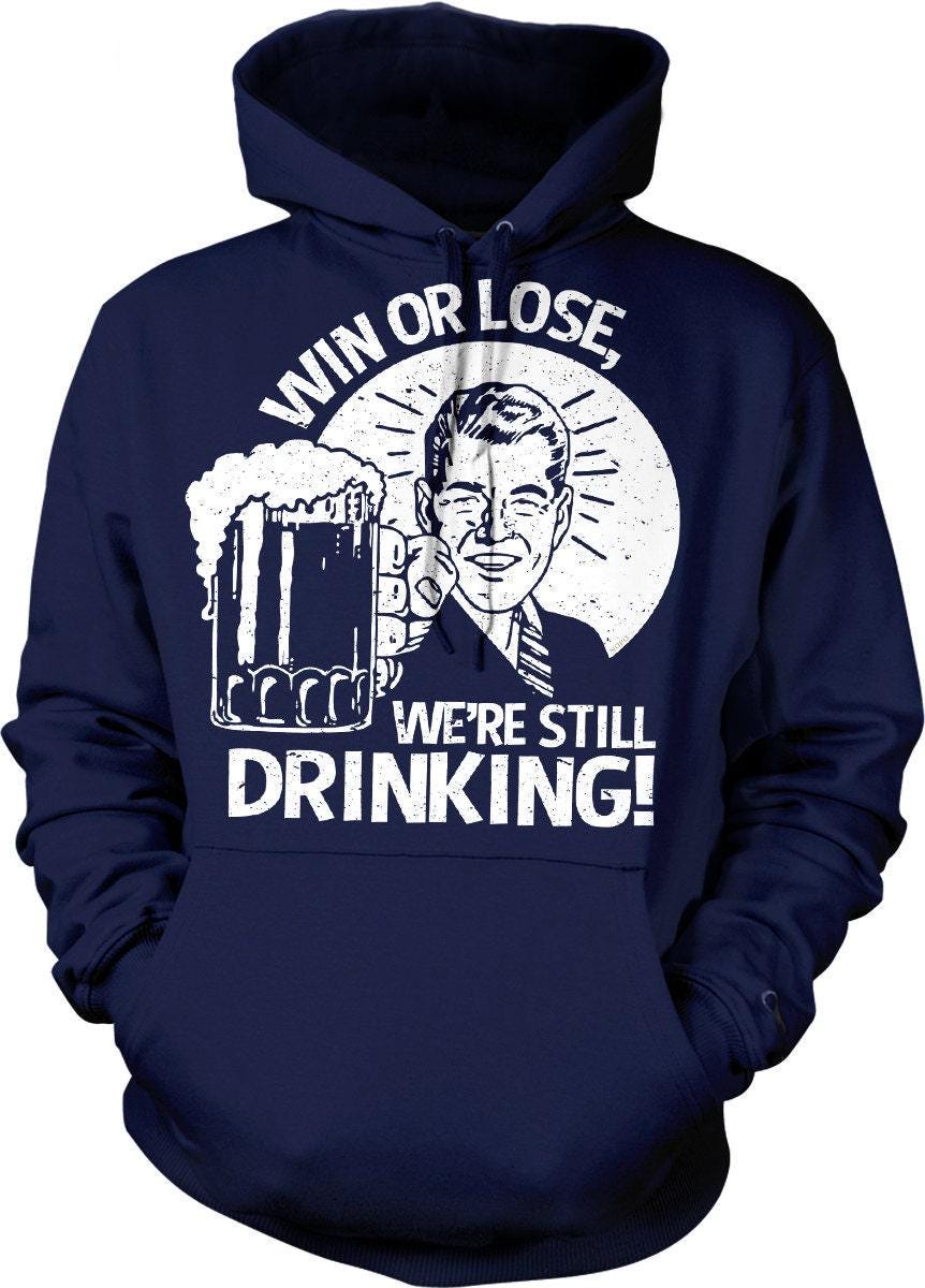 Drinking Hooded Sweatshirt – Comfortable Cotton Blend Pouch Pocket Hoodie