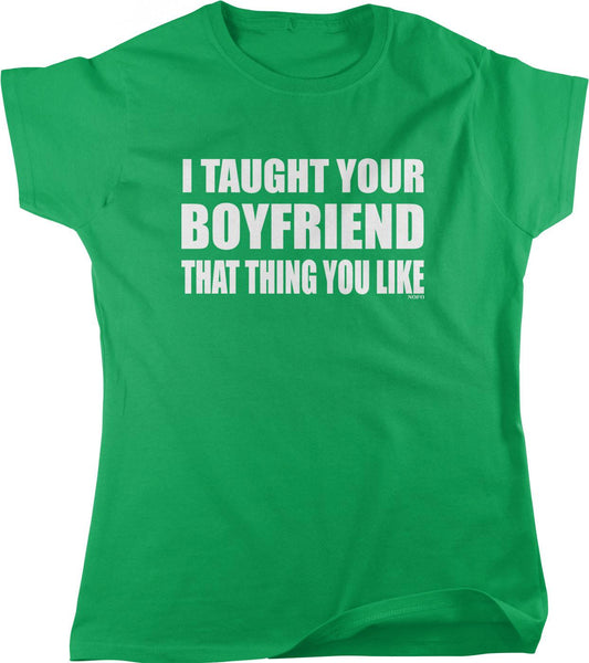 Women's Graphic T-Shirt – Casual Cotton Blend Shirt With Funny Boyfriend Slogan & Durable Hemmed Sleeves