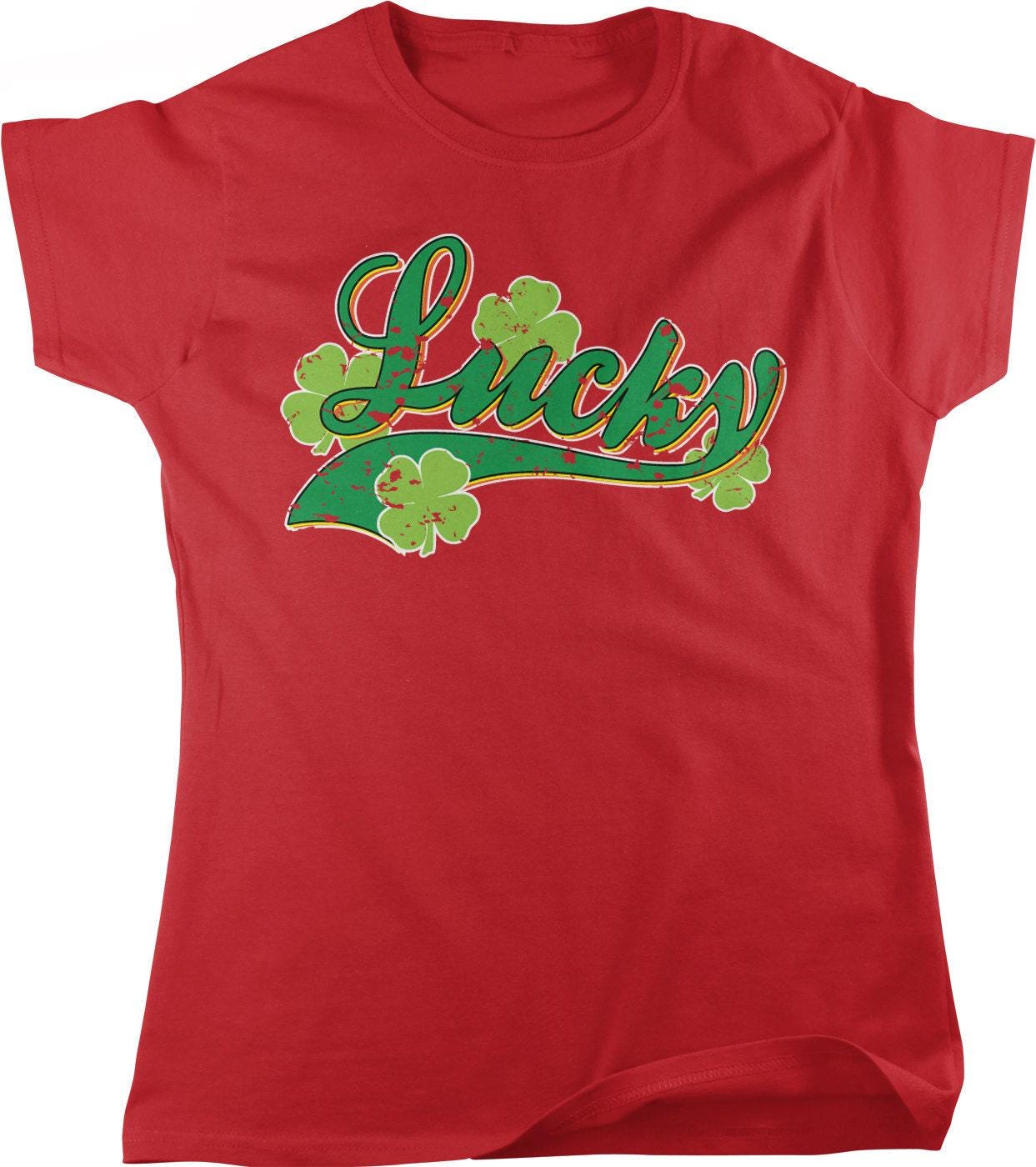 St Patricks Day Shirt - Women's Shamrock Tee With Four Leaf Clover Design
