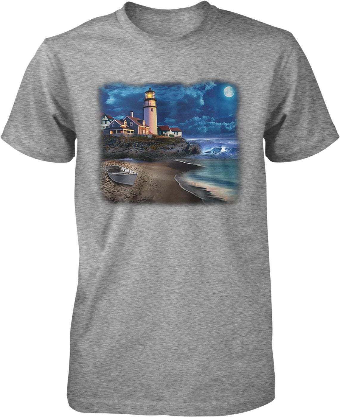 Men's Maritime T-Shirt – Beach Lighthouse Shirt | Comfortable Cotton Tee