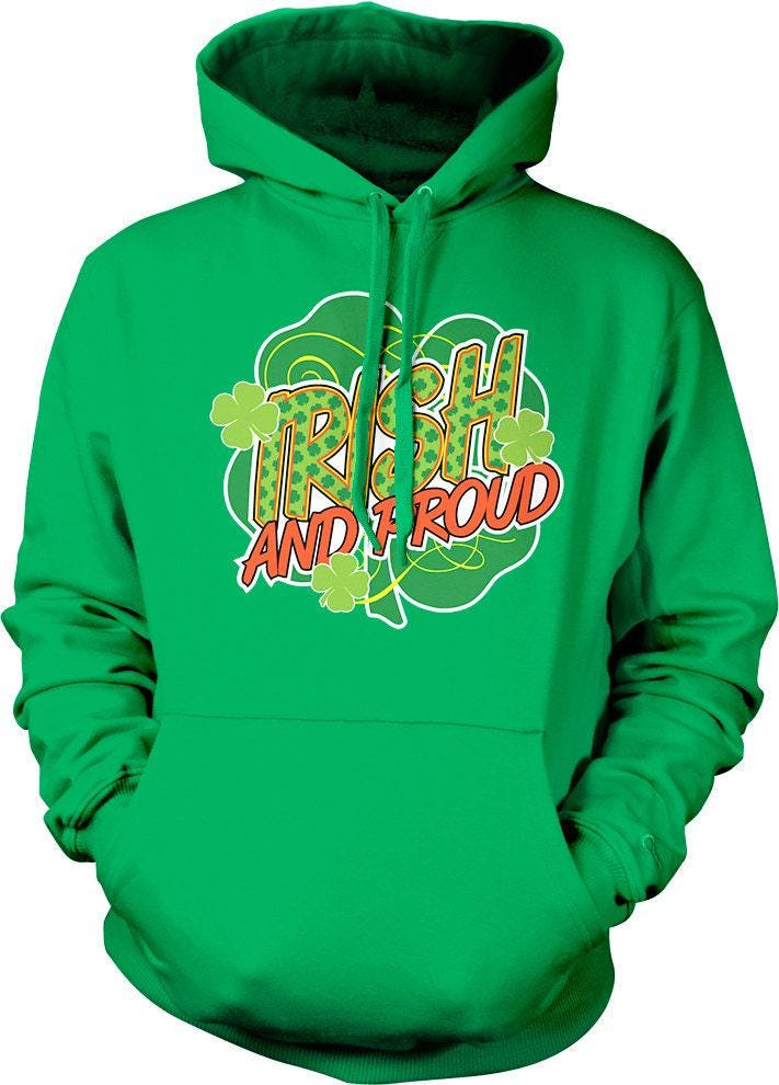 Irish Pride Sweatshirt - Four Leaf Clover Hooded Sweatshirt With Pouch Pocket