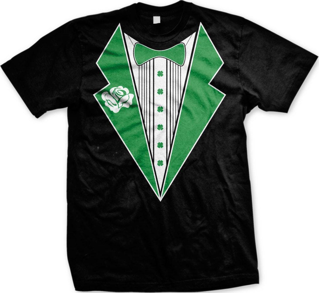 Irish Pride T-Shirt - Shamrock Bowtie & Four Leaf Clover Tee | Men's Cotton