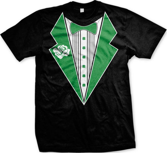 Irish Pride T-Shirt - Shamrock Bowtie & Four Leaf Clover Tee | Men's Cotton
