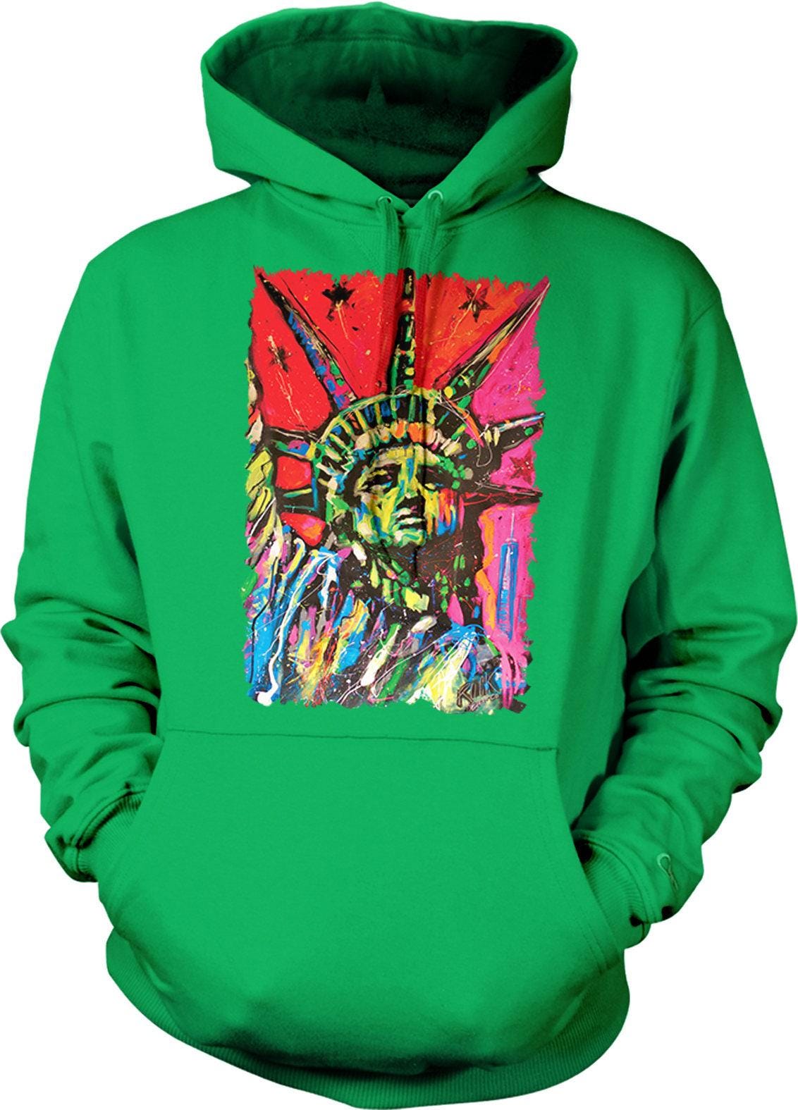 Statue of Liberty Sweatshirt – Comfortable Cotton Blend Hoodie with Double-Ply Hood
