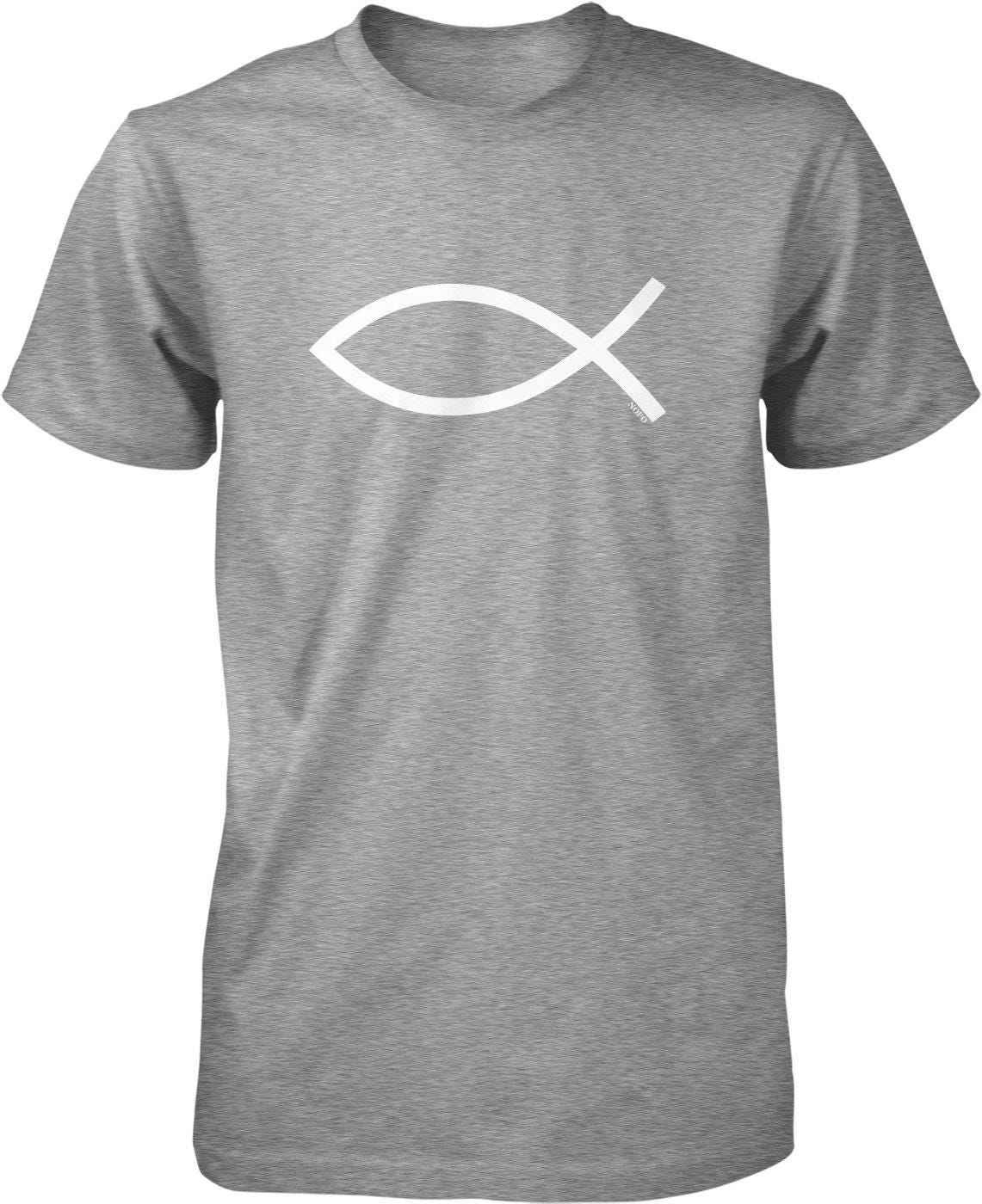 Jesus Fish T-Shirt, Men's Christian Symbol Tee | Durable Cotton Comfort Fit
