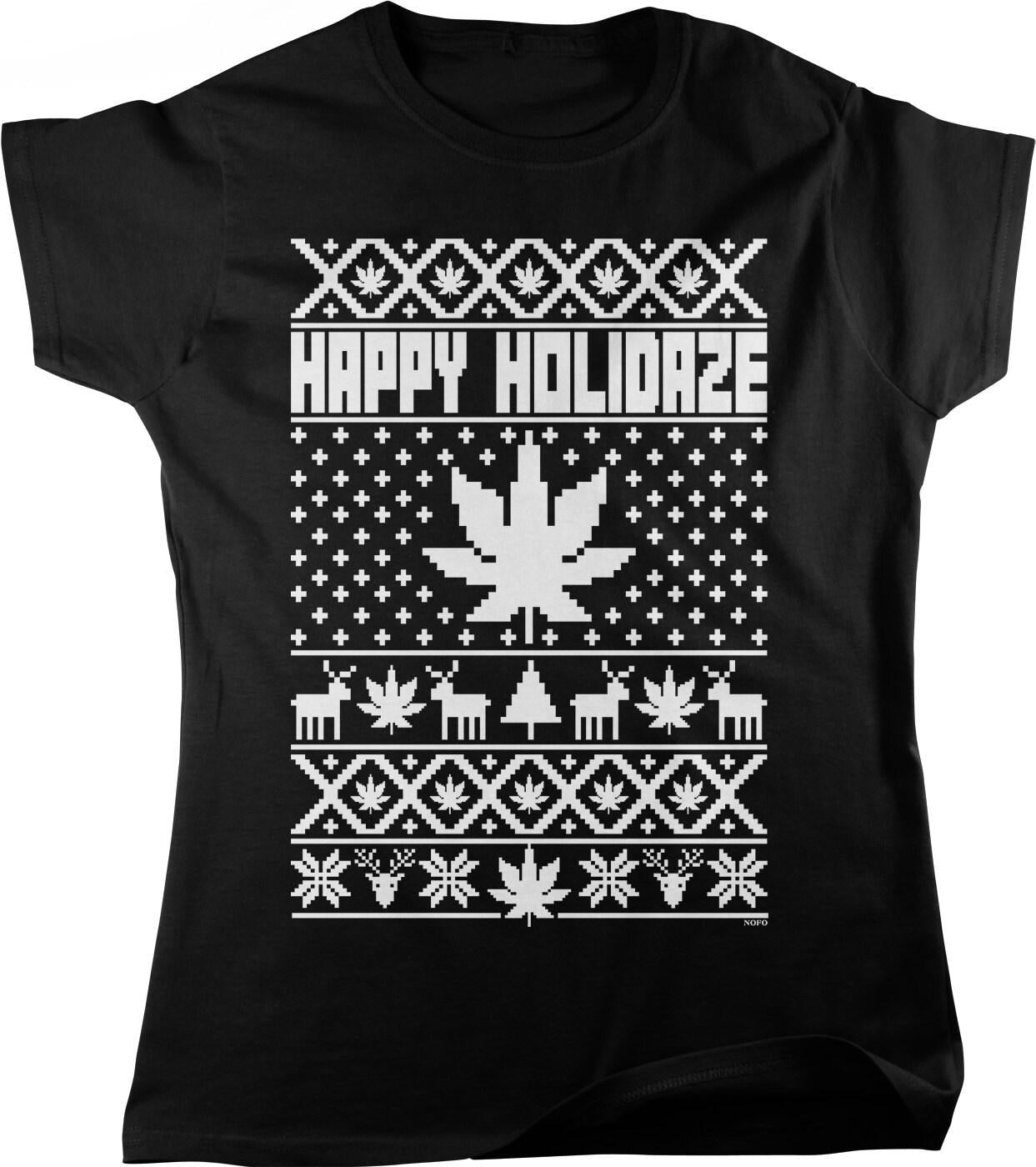 Weed Ugly Christmas Sweater - Women's Relaxed Fit Cannabis Holiday Shirt Tee