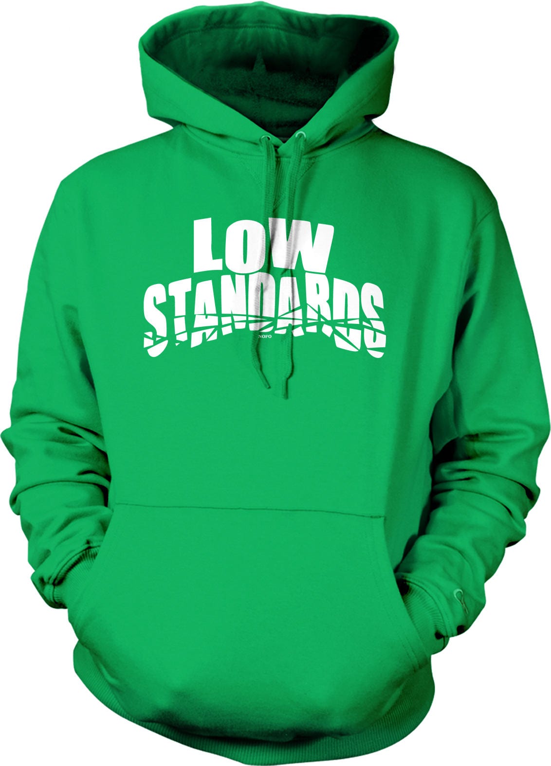 Funny Graphic Hoodie - Low Standards Soft Cotton Blend Sweatshirt With Pouch Pocket & Draw Cord