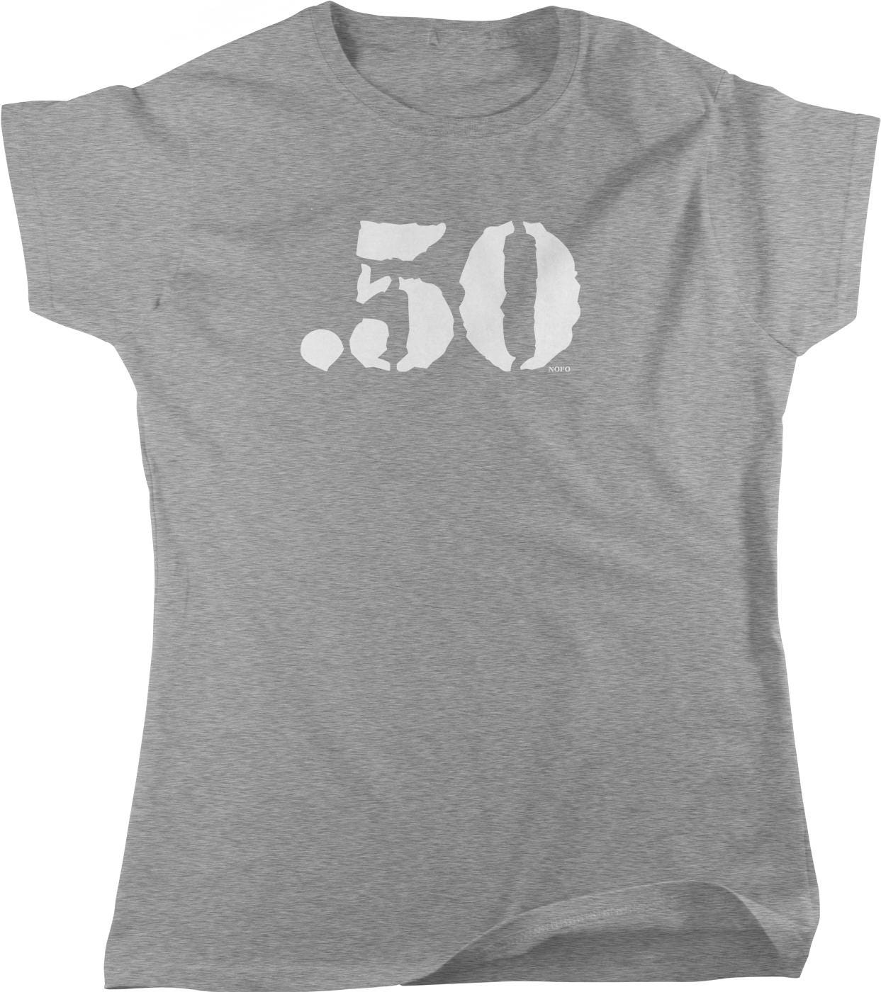 A gray t-shirt with the number 50 printed on it.