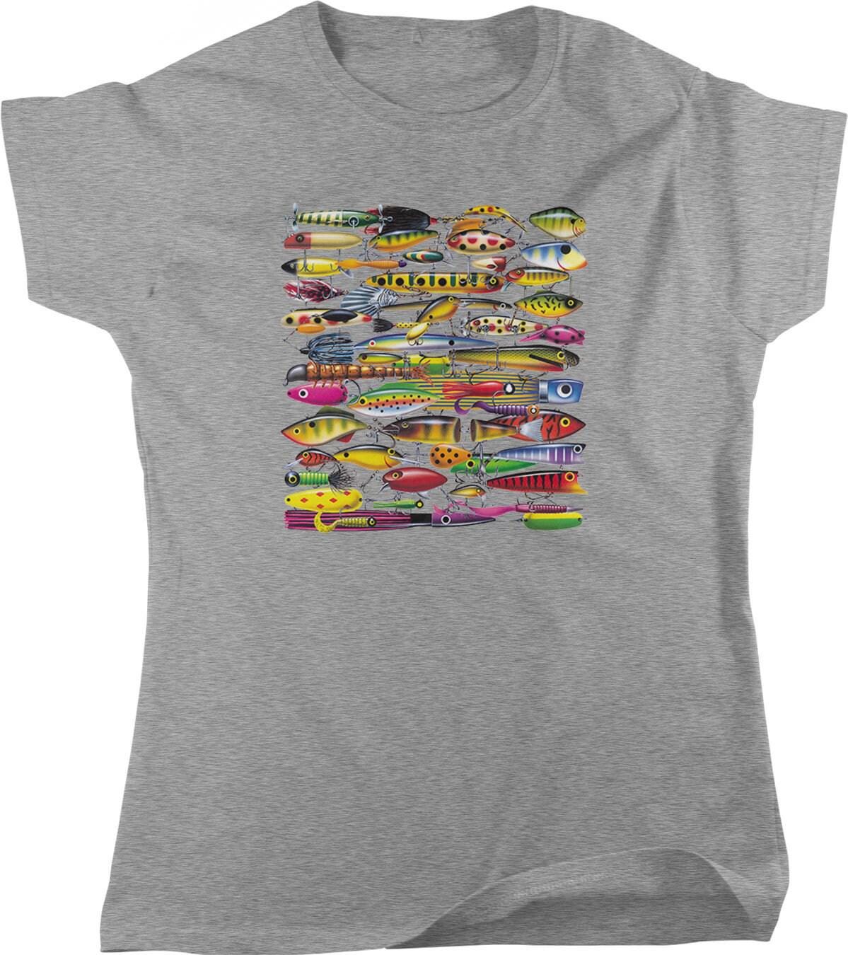 Fishing Lures T-Shirt - Women's Colorful Fishing Tee With Comfortable Full Cut Fit