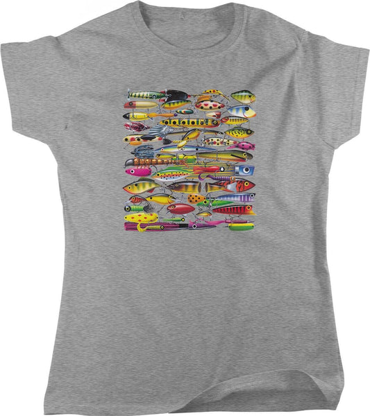 Fishing Lures T-Shirt - Women's Colorful Fishing Tee With Comfortable Full Cut Fit