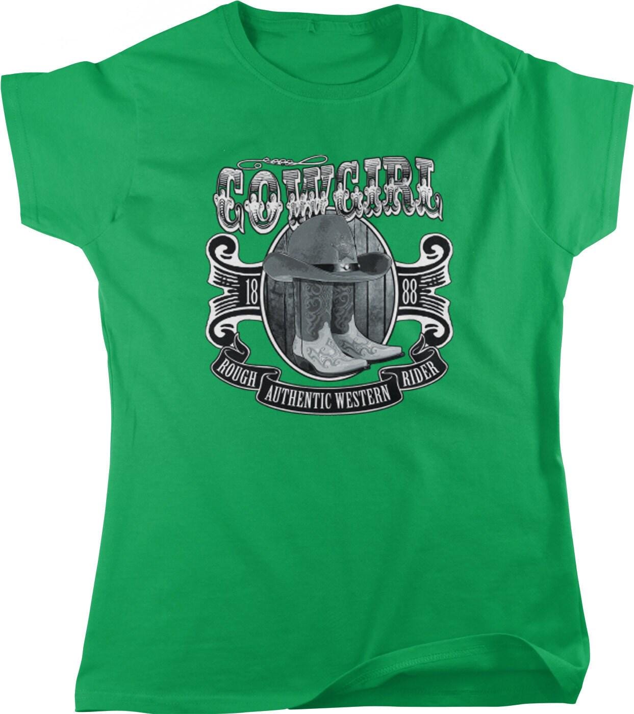 Western Women's T-Shirt – Authentic Cowgirl Shirt with Star Motif & Rope Lasso Design