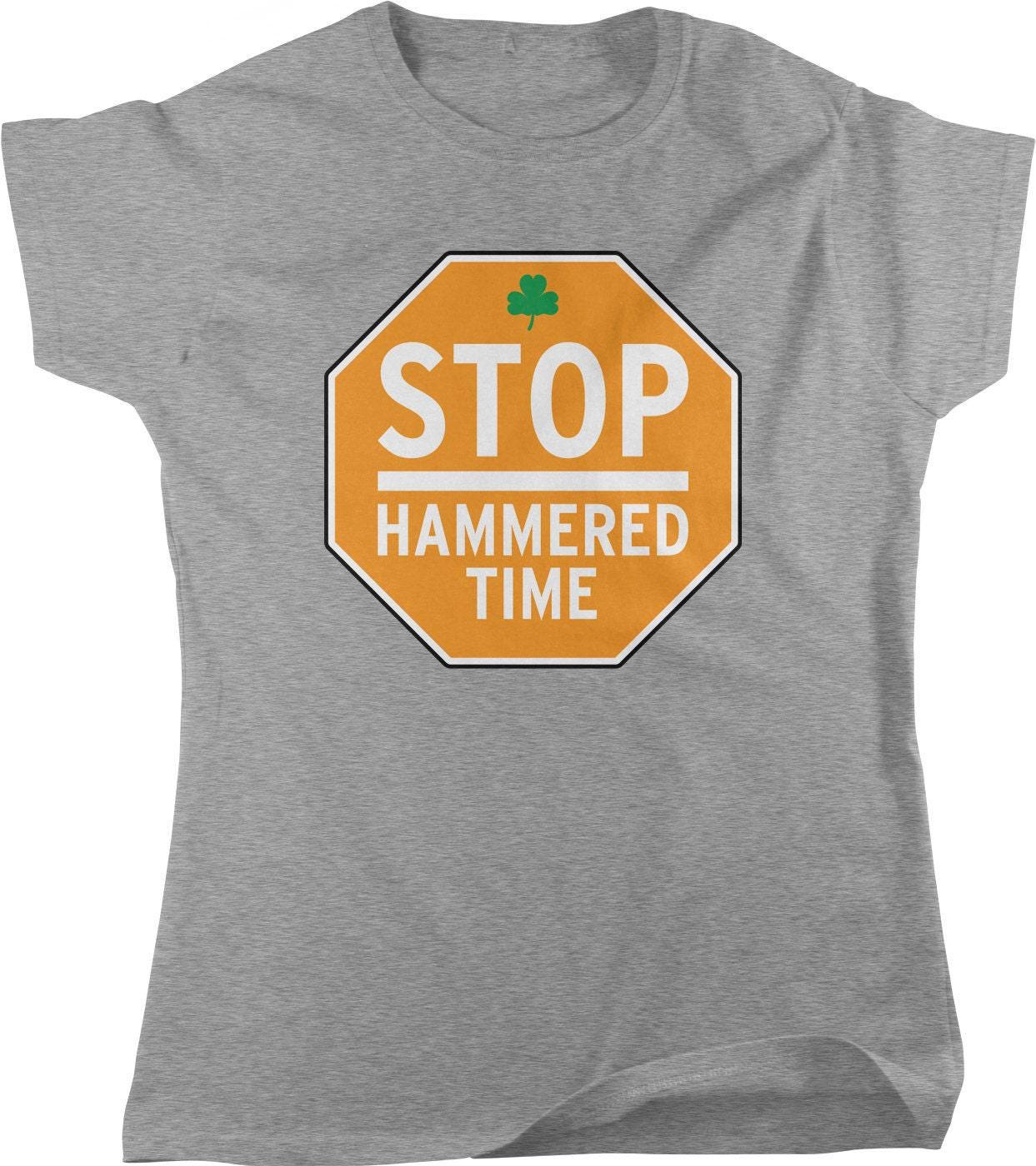 St Patrick's Day Shirt - Women's Beer And Shamrock Tee | Light Gray Cotton