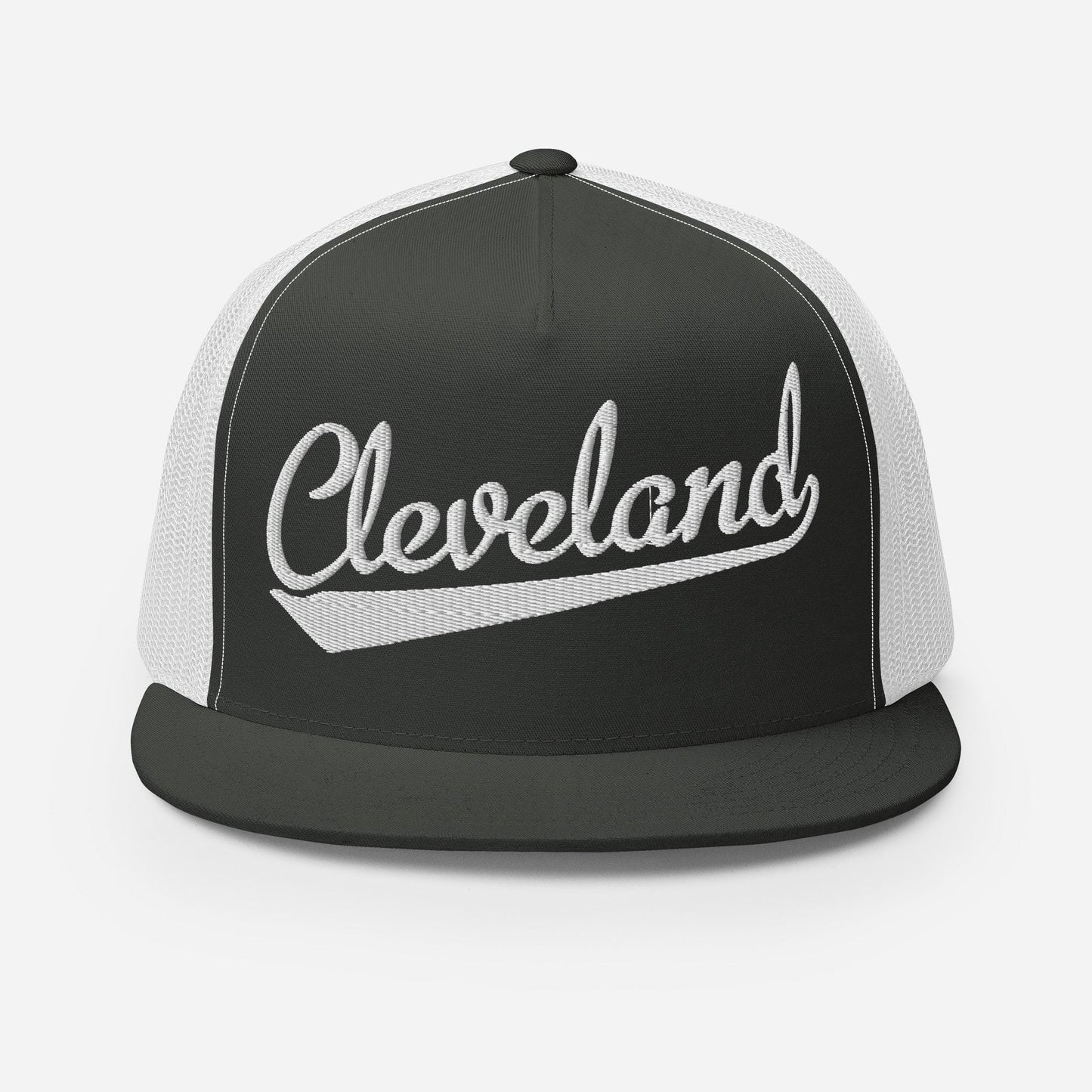 Cleveland Snapback Hat - Adjustable Flat Bill Five Panel Trucker Cap