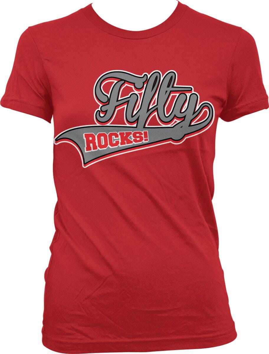 Funny 50th Birthday Shirt - Women's Birthday Tee | Fifty Rocks T-Shirt, Comfortable Cotton