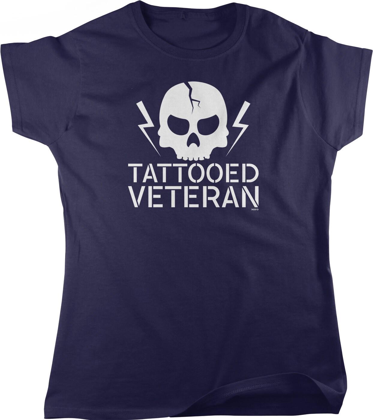 Tattooed Veteran T-Shirt – Support Our Troops Shirt | Patriotic Women's Tee, Full Cut Fit