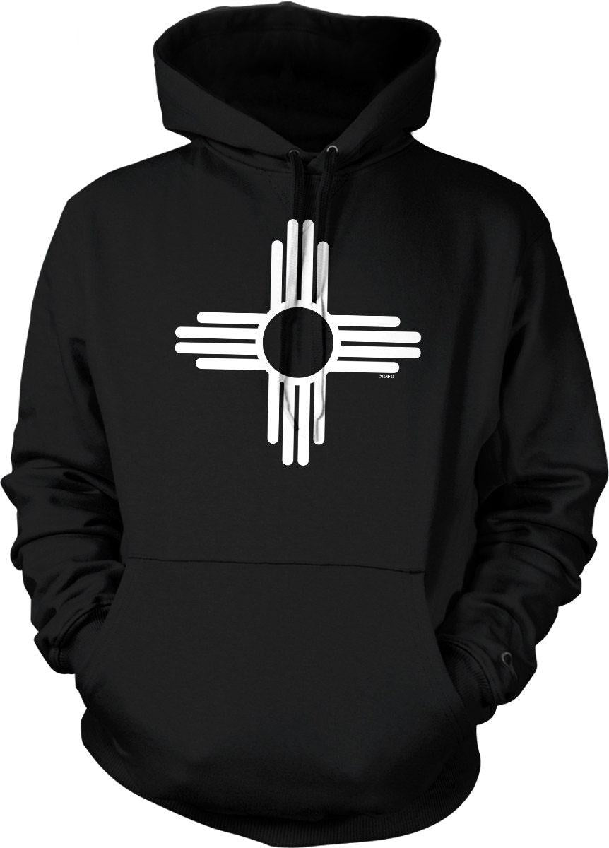 Zia Sun Symbol Hoodie - New Mexico Cozy Double Ply Hooded Sweatshirt