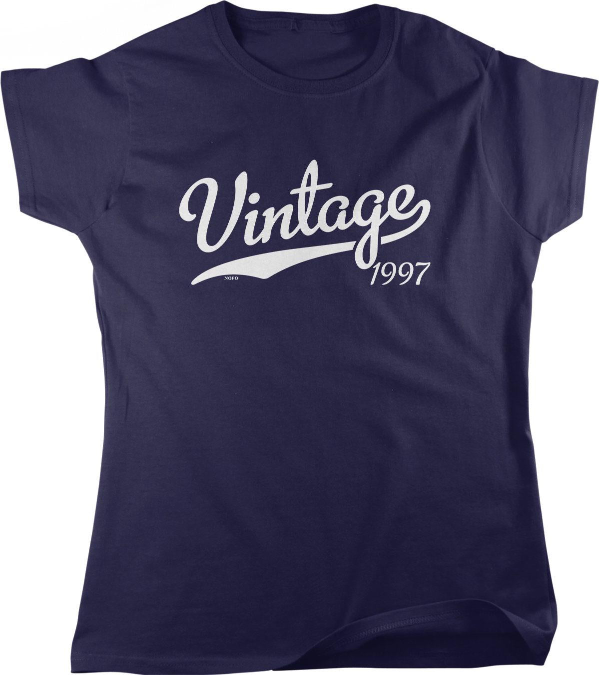 Vintage Women's T-Shirt - Classic Cotton 1997 Shirt With Seamless Rib Knit Collar