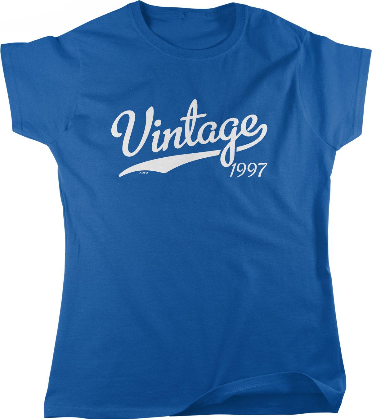 Vintage Women's T-Shirt - Classic Cotton 1997 Shirt With Seamless Rib Knit Collar