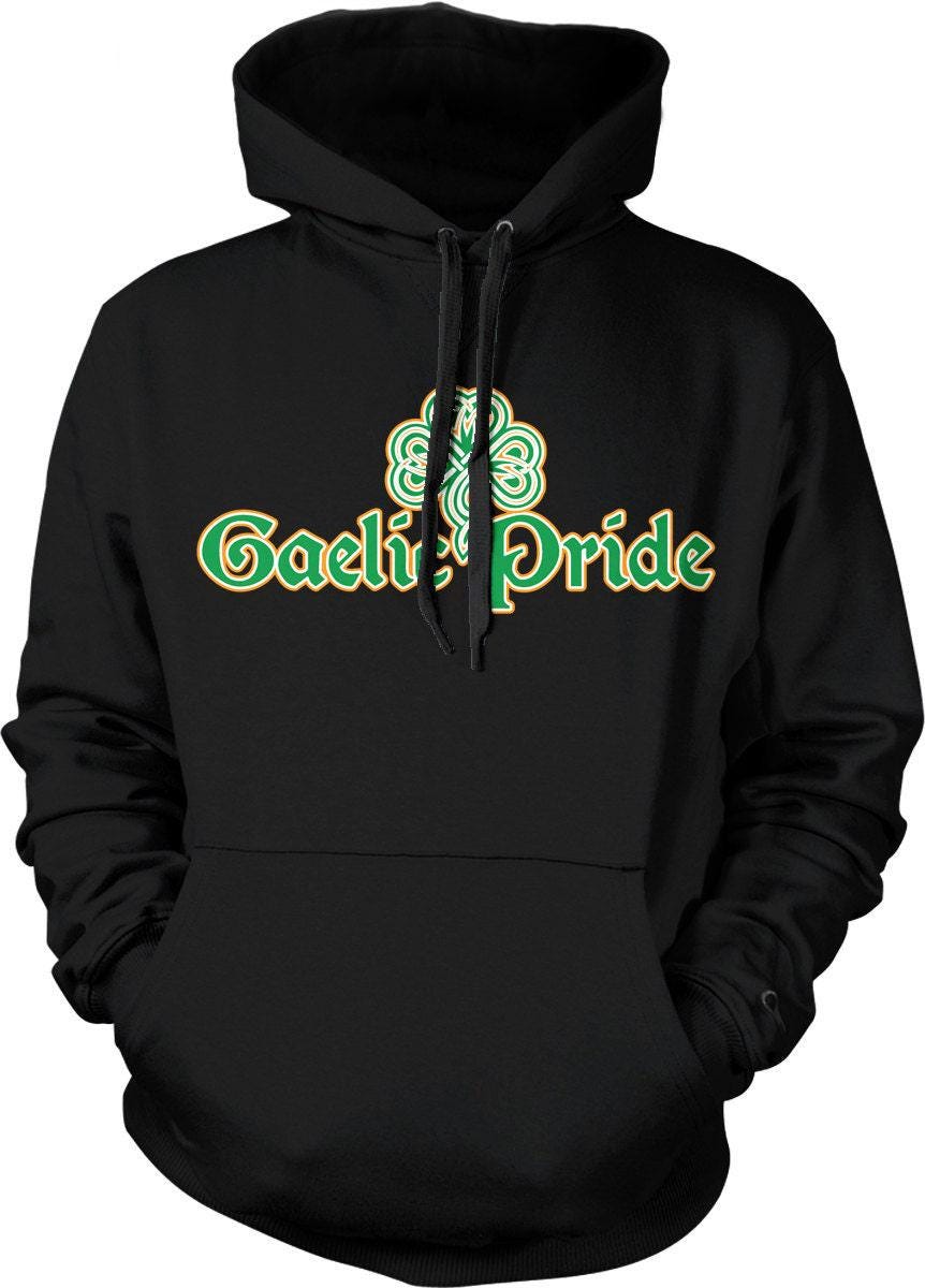 Gaelic Shamrock Sweatshirt – Lucky Shamrock Hoodie With Pouch Pocket & Soft Cotton Blend