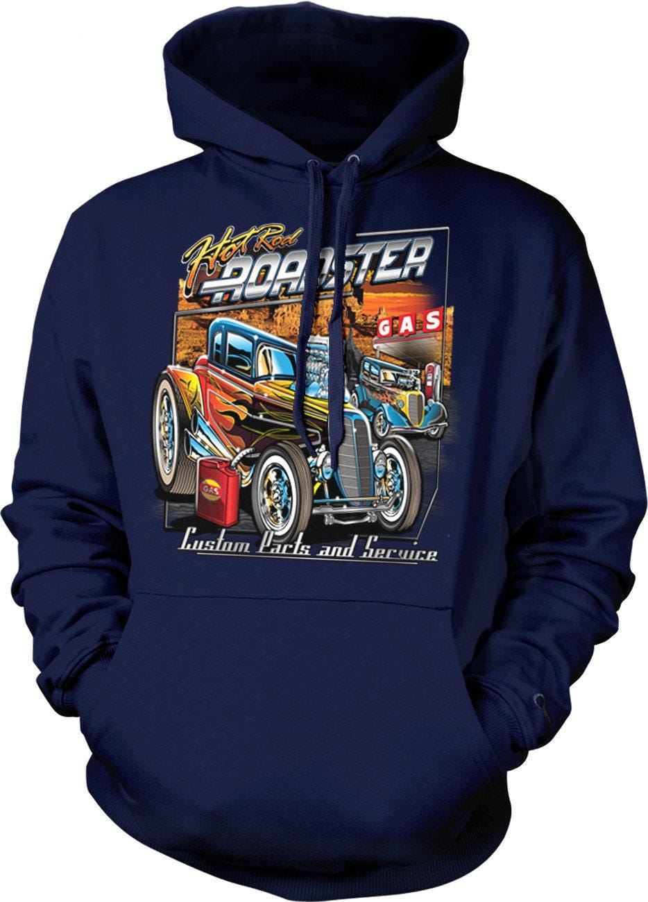 Hot Rod Roadster Hoodie – Custom Parts Hoodie With Pouch Pocket & Durable Fabric