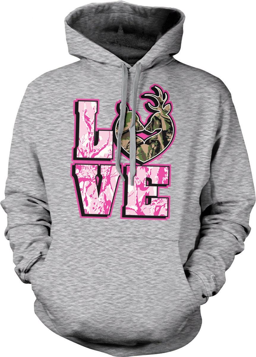Hunting Hoodie Camo - Cozy Outdoor Sweatshirt with Deer Couple Design & Pouch Pocket