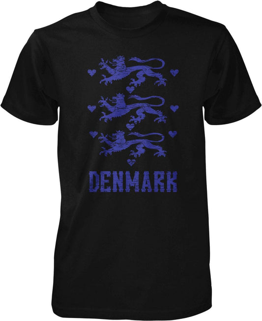 Men's Denmark T-Shirt, Danish Royal Emblem Soft Cotton Tee With Seamless Rib Knit Collar
