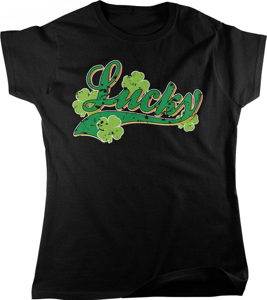 St Patricks Day Shirt - Women's Shamrock Tee With Four Leaf Clover Design
