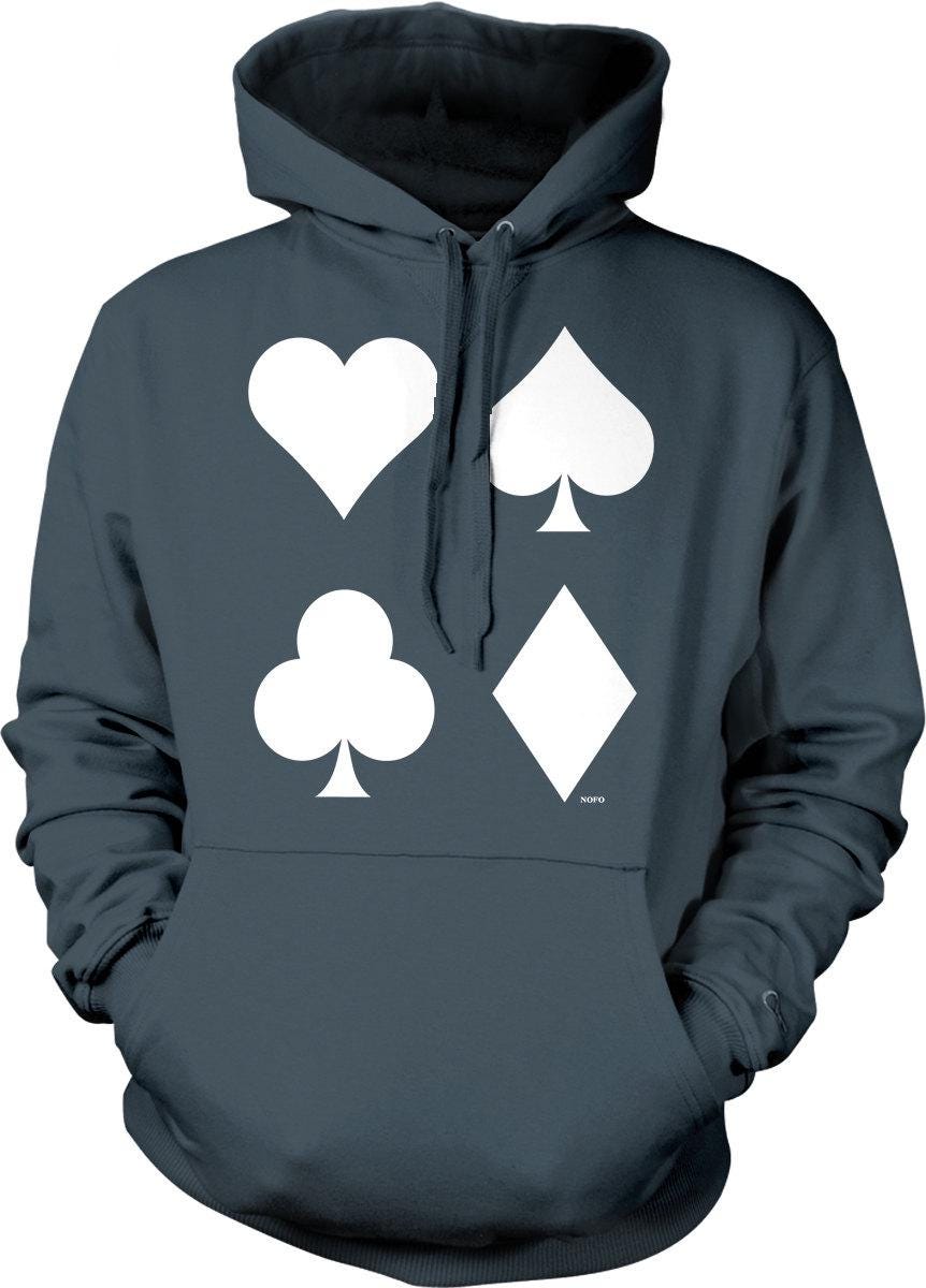 Poker Player Hoodie – Playing Card Hoodie With Pouch Pocket & Adjustable Draw Cord