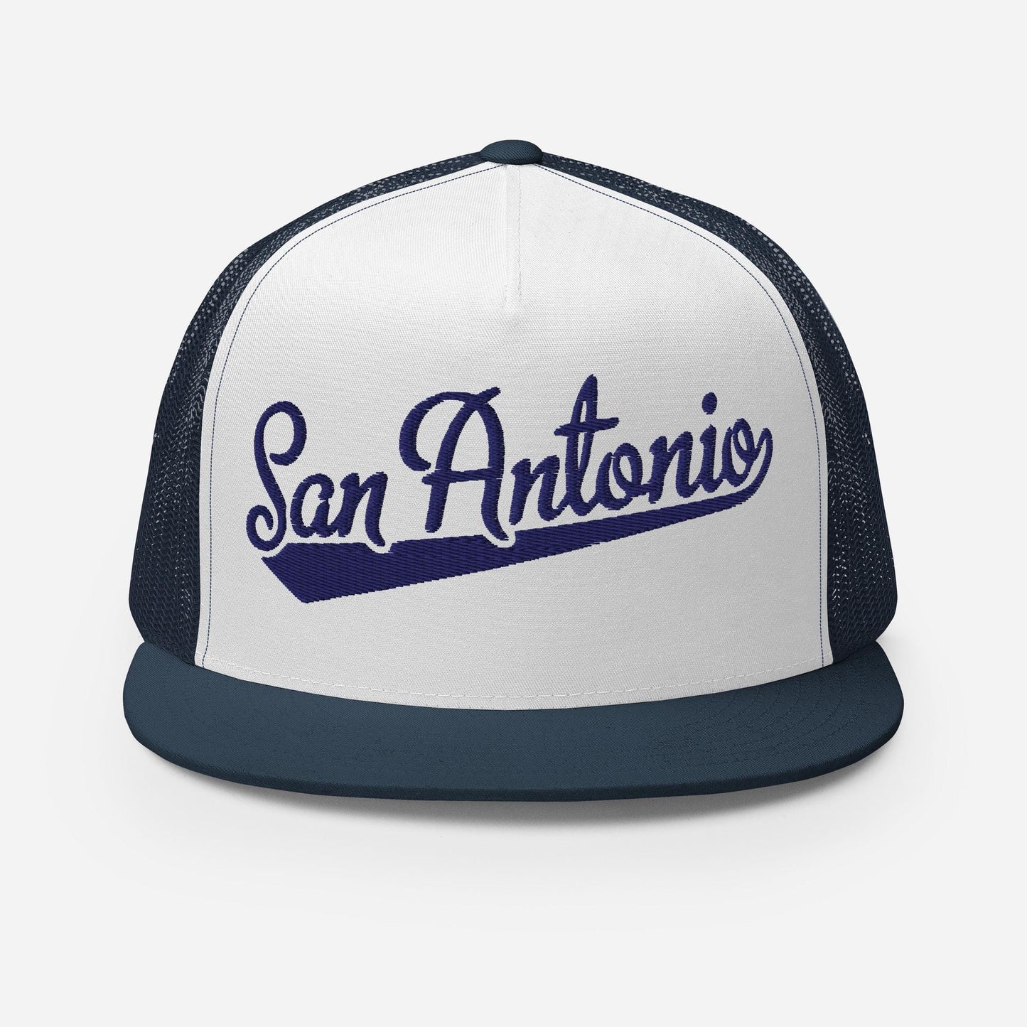 Snapback Trucker Hat - San Antonio Baseball Font Cap | Adjustable Flat Visor