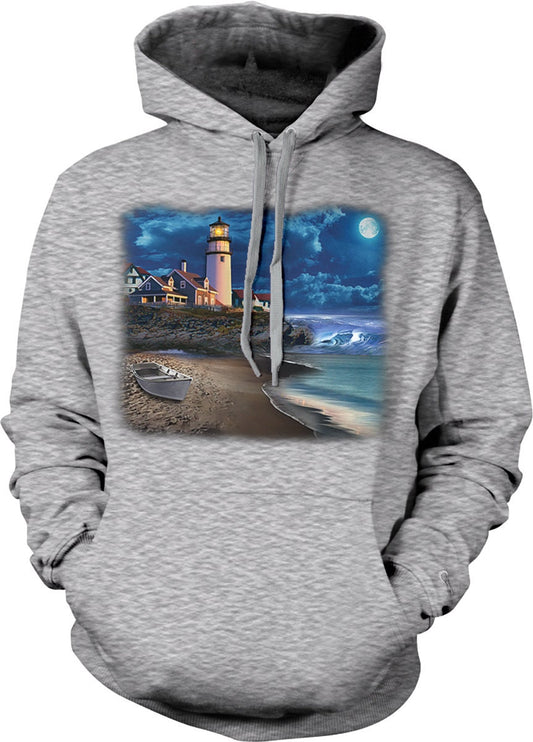 Maritime Hooded Sweatshirt – Beach Lighthouse Hoodie with Pouch Pocket Comfort