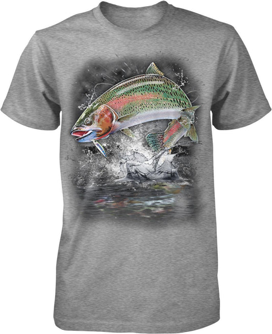 Men's Cotton Fishing Tee - Rainbow Trout Fly Fishing Shirt | Pre-Shrunk Cotton