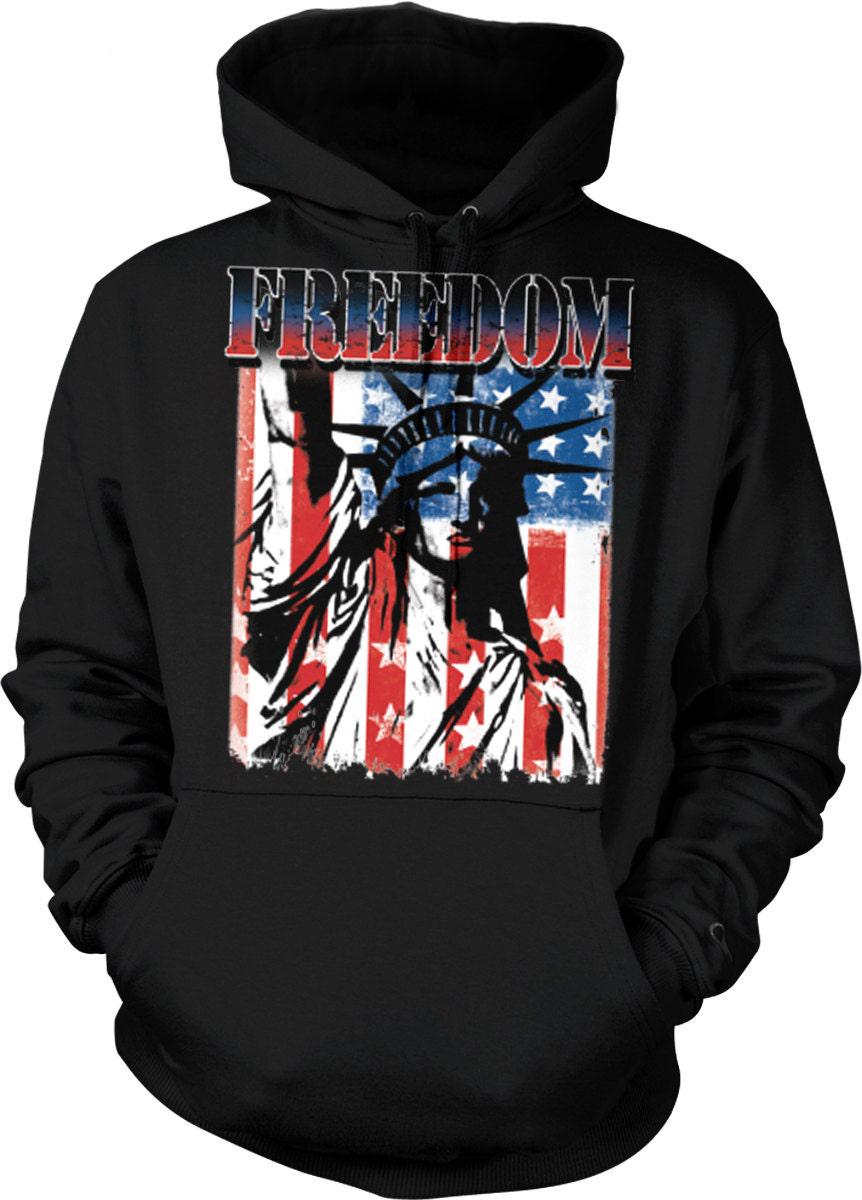 USA Hooded Sweatshirt - Patriotic Hoodie With Statue Of Liberty Design | Cotton Blend Comfort