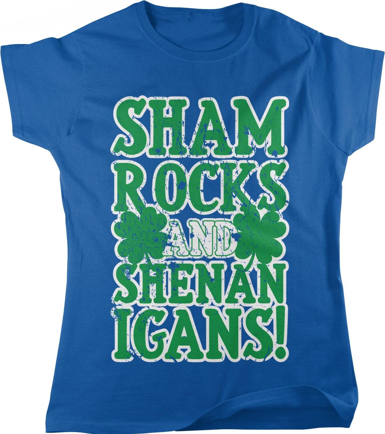 St Patricks Day T-Shirt - Womens Casual Cotton Tee With Shamrocks And Beer