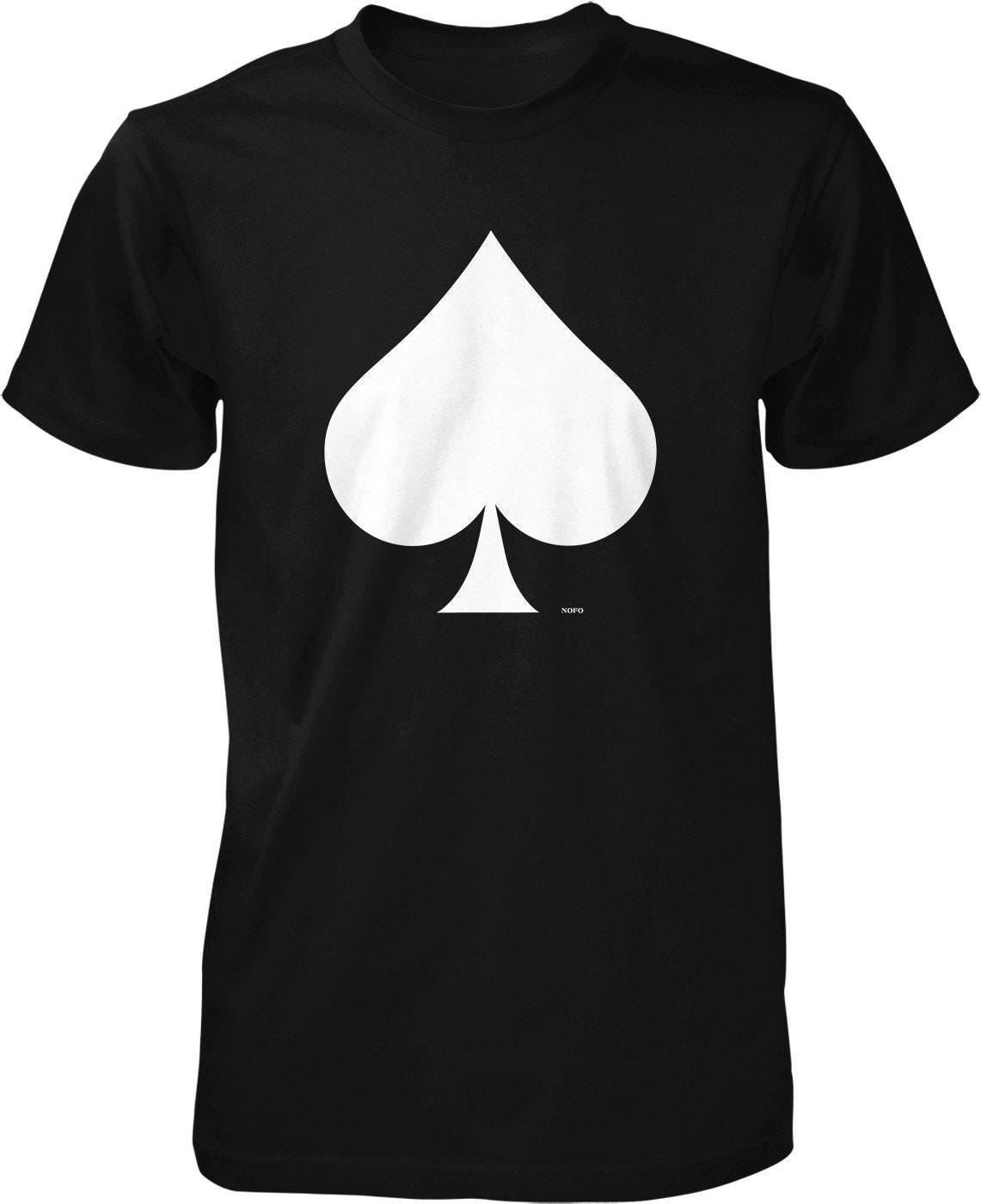 White Spade T-Shirt – Men's Durable Cotton Poker Player Tee with Seamless Rib Collar