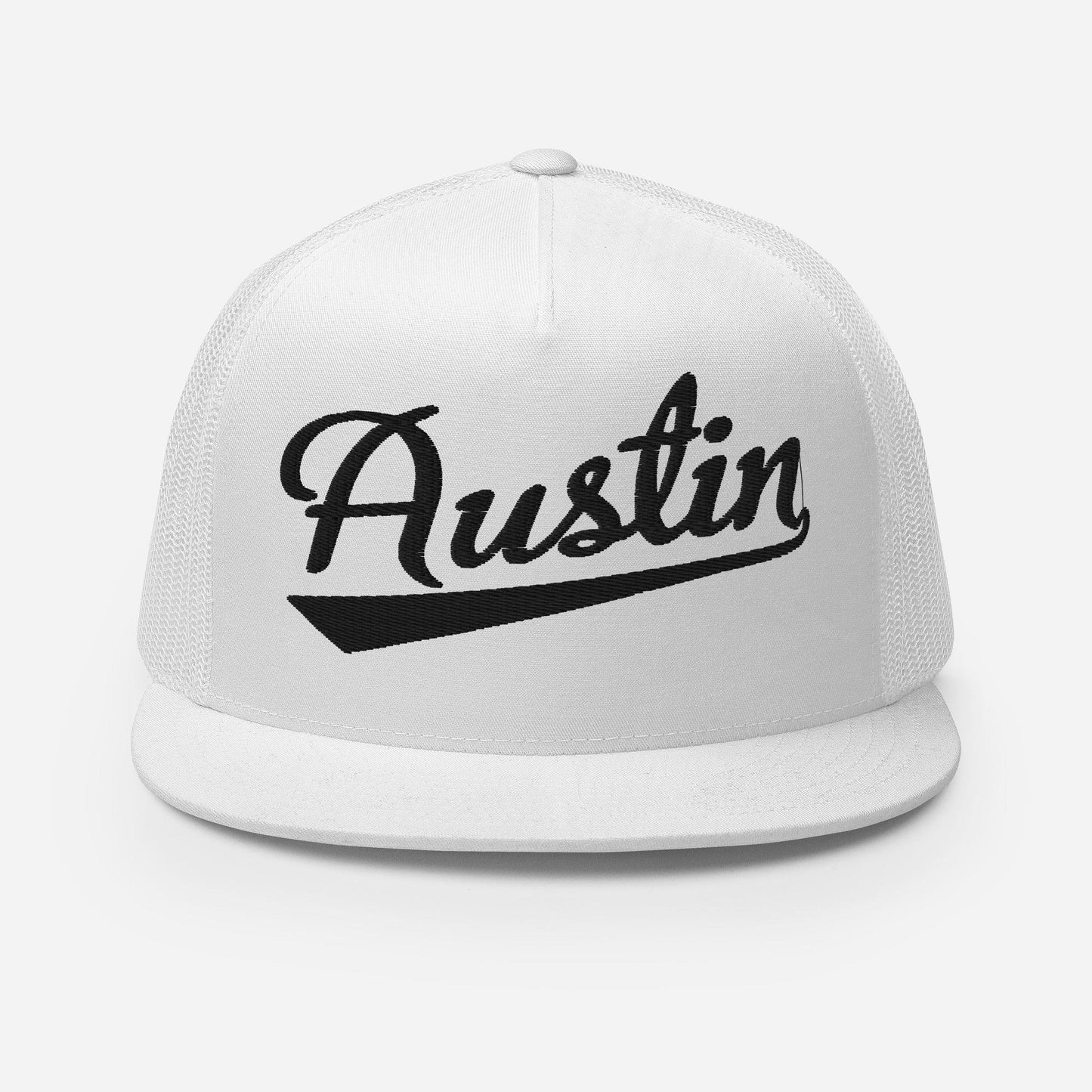 Austin Snapback Hat - Five Panel Trucker Cap with Custom Thread Colors & Flat Bill