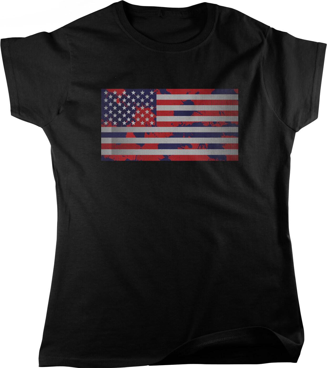 USA Flag T-Shirt – Patriotic Women's Shirt | July 4th Apparel Red White Blue