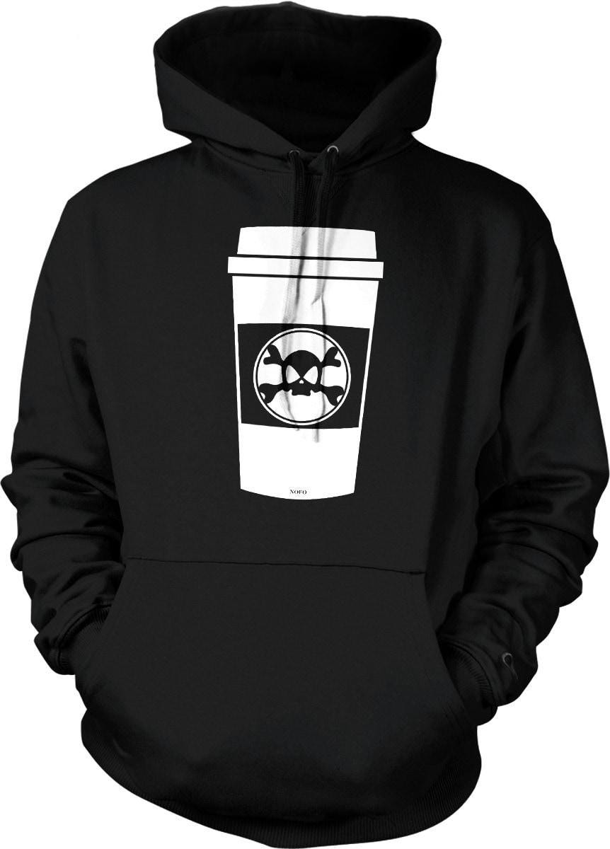 Skull Coffee Hoodie - Cozy Fall Sweatshirt with Pouch Pocket & Double Ply Hooded Design