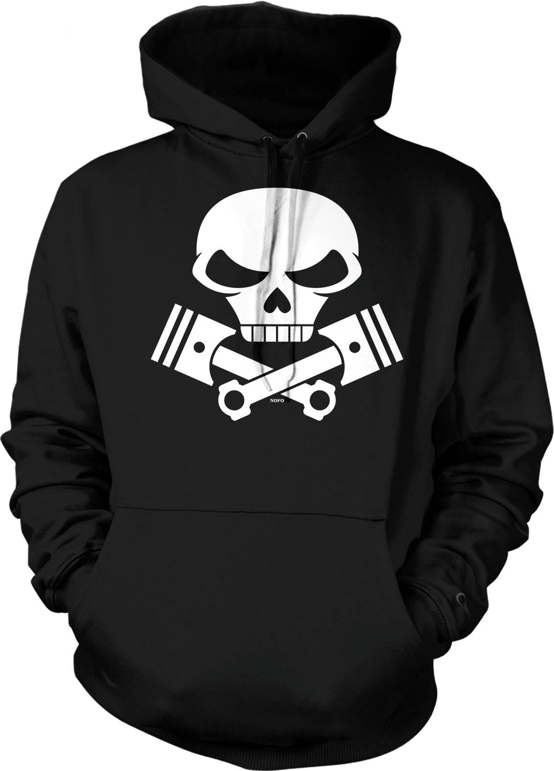 Motorcycle Engine Hoodie - Skull and Pistons Sweatshirt With Durable Cotton Blend