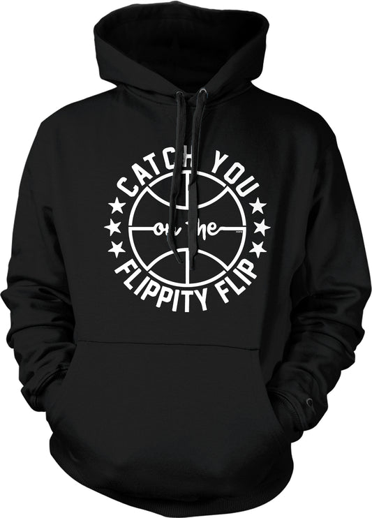 A black hoodie with a white graphic design on the front.